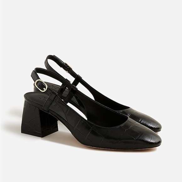 J Crew Layne slingback heels in croc-embossed leather BX883 - Picture 1 of 5